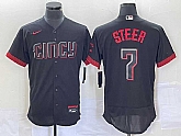 Men's Cincinnati Reds Spencer Steer Black 2023 City Connect Flex Base Stitched Jersey 1,baseball caps,new era cap wholesale,wholesale hats