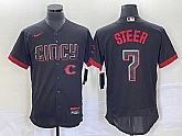 Men's Cincinnati Reds Spencer Steer Black 2023 City Connect Flex Base Stitched Jersey,baseball caps,new era cap wholesale,wholesale hats