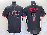 Men's Cincinnati Reds Spencer Steer Number Black 2023 City Connect Flex Base Stitched Jersey,baseball caps,new era cap wholesale,wholesale hats