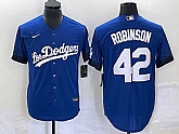 Men's Los Angeles Dodgers #42 Jackie Robinson Blue 2021 City Connect Cool Base Stitched Jersey,baseball caps,new era cap wholesale,wholesale hats