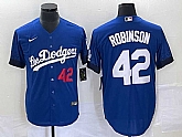 Men's Los Angeles Dodgers #42 Jackie Robinson Number Blue 2021 City Connect Cool Base Stitched Jersey,baseball caps,new era cap wholesale,wholesale hats
