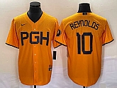 Men's Pittsburgh Pirates #10 Bryan Reynolds Gold 2023 City Connect Stitched Jersey 1,baseball caps,new era cap wholesale,wholesale hats