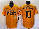 Men's Pittsburgh Pirates #10 Bryan Reynolds Gold 2023 City Connect Stitched Jersey,baseball caps,new era cap wholesale,wholesale hats