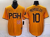Men's Pittsburgh Pirates #10 Bryan Reynolds Number Gold 2023 City Connect Stitched Jersey,baseball caps,new era cap wholesale,wholesale hats