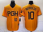 Men's Pittsburgh Pirates #10 Bryan Reynolds Number Gold 2023 City Connect Stitched Jersey1,baseball caps,new era cap wholesale,wholesale hats
