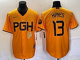 Men's Pittsburgh Pirates #13 KeBryan Hayes Gold 2023 City Connect Stitched Jersey,baseball caps,new era cap wholesale,wholesale hats