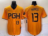 Men's Pittsburgh Pirates #13 KeBryan Hayes Number Gold 2023 City Connect Stitched Jersey1,baseball caps,new era cap wholesale,wholesale hats