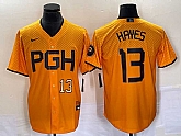 Men's Pittsburgh Pirates #13 KeBryan Hayes Number Gold 2023 City Connect Stitched Jersey2,baseball caps,new era cap wholesale,wholesale hats