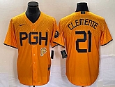 Men's Pittsburgh Pirates #21 Roberto Clemente Gold 2023 City Connect Stitched Jersey 1,baseball caps,new era cap wholesale,wholesale hats