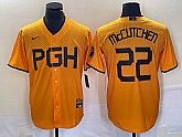 Men's Pittsburgh Pirates #22 Andrew McCutchen Gold 2023 City Connect Stitched Jersey 1,baseball caps,new era cap wholesale,wholesale hats