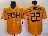 Men's Pittsburgh Pirates #22 Andrew McCutchen Gold 2023 City Connect Stitched Jersey,baseball caps,new era cap wholesale,wholesale hats