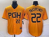 Men's Pittsburgh Pirates #22 Andrew McCutchen Number Gold 2023 City Connect Stitched Jersey 1,baseball caps,new era cap wholesale,wholesale hats