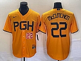 Men's Pittsburgh Pirates #22 Andrew McCutchen Number Gold 2023 City Connect Stitched Jersey 2,baseball caps,new era cap wholesale,wholesale hats