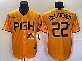 Men's Pittsburgh Pirates #22 Andrew McCutchen Number Gold 2023 City Connect Stitched Jersey,baseball caps,new era cap wholesale,wholesale hats