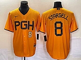 Men's Pittsburgh Pirates #8 Willie Stargell Number Gold 2023 City Connect Stitched Jersey 2,baseball caps,new era cap wholesale,wholesale hats