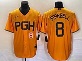 Men's Pittsburgh Pirates #8 Willie Stargell Number Gold 2023 City Connect Stitched Jersey,baseball caps,new era cap wholesale,wholesale hats