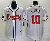 Men's Atlanta Braves #10 Chipper Jones 2022 White Gold World Series Champions Program Cool Base Stitched Baseball Jersey,baseball caps,new era cap wholesale,wholesale hats