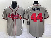 Men's Atlanta Braves #44 Hank Aaron Grey Stitched Cool Base Nike Jersey,baseball caps,new era cap wholesale,wholesale hats