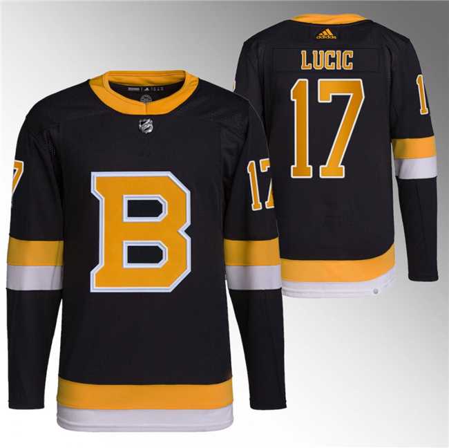 Men's Boston Bruins #17 Milan Lucic Black Home Breakaway Stitched Jersey