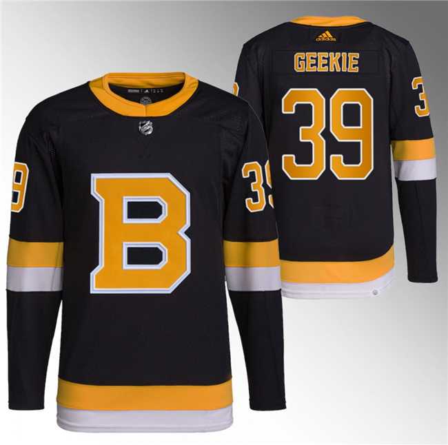Men's Boston Bruins #39 Morgan Geekie Black Home Breakaway Stitched Jersey