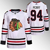 Men's Chicago Blackhawks #94 Corey Perry White Stitched Hockey Jersey