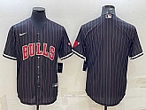 Men's Chicago Bulls Blank Black Cool Base Stitched Baseball Jersey