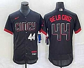 Men's Cincinnati Reds #44 Elly De La Cruz Number Black 2023 City Connect Flex Base Stitched Baseball Jersey,baseball caps,new era cap wholesale,wholesale hats