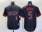 Men's Cincinnati Reds #5 Johnny Bench Number Black 2023 City Connect Cool Base Stitched Baseball Jersey,baseball caps,new era cap wholesale,wholesale hats