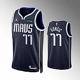 Men's Dallas Mavericks #77 Luka Doncic Navy Statement Edition Stitched Basketball Jersey Dzhi