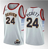 Men's Denver Nuggets #24 Jalen Pickett White 2023 Draft Icon Edition Stitched Basketball Jersey Dzhi 