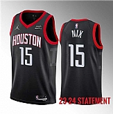 Men's Houston Rockets #15 Daishen Nix Black 2023 Statement Edition Stitched Basketball Jersey Dzhi ,baseball caps,new era cap wholesale,wholesale hats