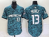 Men's Kansas City Royals #13 Salvador Perez Teal 2023 All Star Cool Base With Patch Stitched Baseball Jersey,baseball caps,new era cap wholesale,wholesale hats