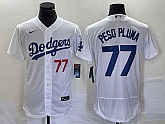 Men's Los Angeles Dodgers #77 Peso Pluma Number White Stitched Flex Base Nike Jersey,baseball caps,new era cap wholesale,wholesale hats