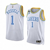 Men's Los Angeles Lakers #1 Russell 2022-23 White Classic Edition With No.6 Patch Stitched Basketball Jersey Dzhi Dzhi,baseball caps,new era cap wholesale,wholesale hats