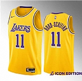 Men's Los Angeles Lakers #11 Jalen Hood-Schifino Yellow 2023 Draft Icon Edition Stitched Basketball Jersey Dzhi ,baseball caps,new era cap wholesale,wholesale hats