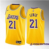 Men's Los Angeles Lakers #21 Maxwell Lewis Yellow 2023 Draft Icon Edition Stitched Basketball Jersey Dzhi ,baseball caps,new era cap wholesale,wholesale hats