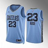 Men's Memphis Grizzlies #23 Derrick Rose Blue Statement Edition Stitched Basketball Jersey Dzhi 