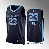 Men's Memphis Grizzlies #23 Derrick Rose Navy Icon Edition Stitched Basketball Jersey Dzhi 