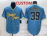 Men's Milwaukee Brewers Custom Blue 2022 City Connect Cool Base Stitched Jersey,baseball caps,new era cap wholesale,wholesale hats