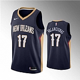 Men's New Orleans Pelicans #17 Jonas Valanciunas Navy Icon Edition Stitched Jersey Dzhi
