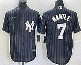 Men's New York Yankees #7 Mickey Mantle Black Pinstripe Cool Base Stitched Baseball Jersey,baseball caps,new era cap wholesale,wholesale hats