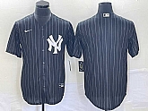 Men's New York Yankees Blank Black Pinstripe Cool Base Stitched Baseball Jersey,baseball caps,new era cap wholesale,wholesale hats