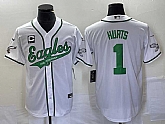 Men's Philadelphia Eagles #1 Jalen Hurts White C Patch Cool Base Stitched Baseball Jersey,baseball caps,new era cap wholesale,wholesale hats