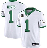 Men's Philadelphia Eagles #1 Jalen Hurts White Kelly Green With C Patch Jersey,baseball caps,new era cap wholesale,wholesale hats