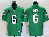 Men's Philadelphia Eagles #6 DeVonta Smith Green C Patch 2023 Vapor Limited Throwback Jersey,baseball caps,new era cap wholesale,wholesale hats