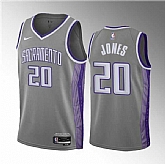 Men's Sacramento Kings #20 Colby Jones Gray 2023 Draft City Edition Stitched Jersey Dzhi 