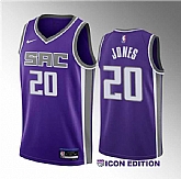Men's Sacramento Kings #20 Colby Jones Purple 2023 Draft Icon Edition Stitched Jersey Dzhi 
