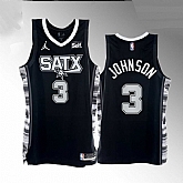 Men's San Antonio Spurs #3 Keldon Johnson 2022-23 Black Stitched Jersey