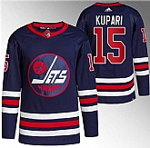 Men's Winnipeg Jets #15 Rasmus Kupari 2021-22 Navy Stitched Jersey