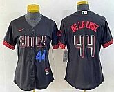 Women's Cincinnati Reds #44 Elly De La Cruz Number Black 2023 City Connect Cool Base Stitched Baseball Jersey3